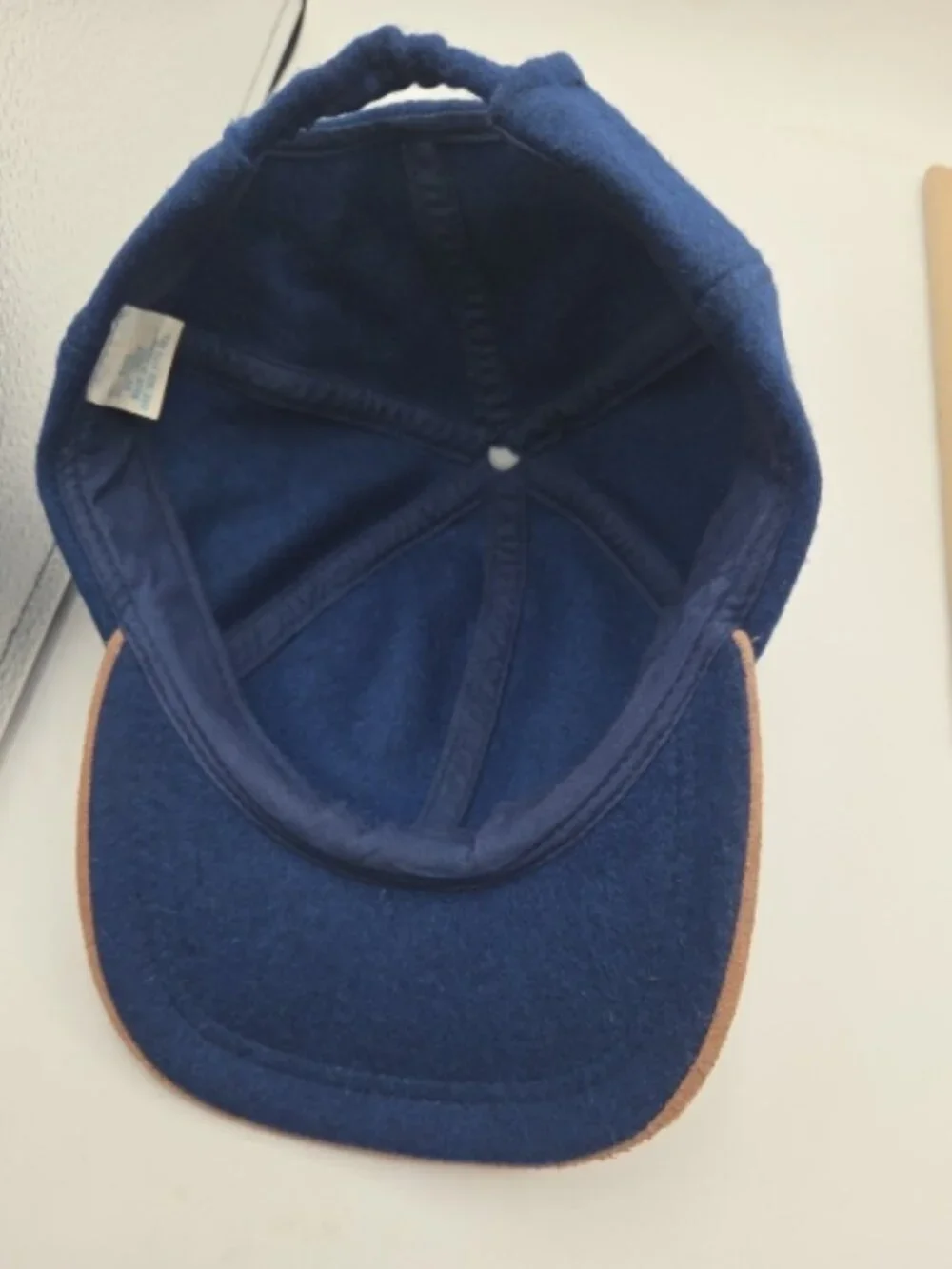 Navy Wool‑Blend Cap with Suede Brim - Picture 6 of 8